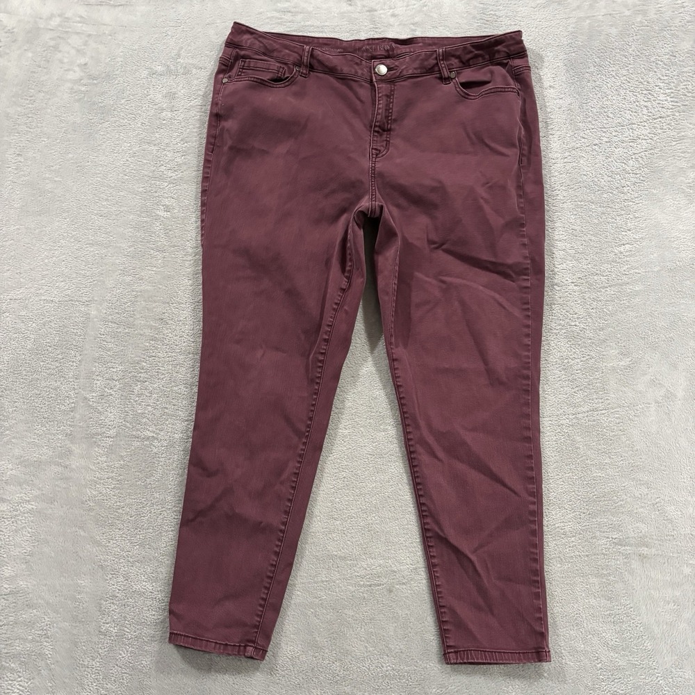 Lane Bryant Jeans Women's 22 Mid Rise Super Stretch Skinny Denim Maroon Red